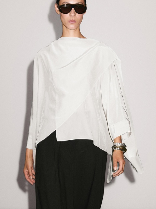 Massimo Dutti Tops - Massimo Dutti Fluid Cape Top Ecru Ivory XS-S NWT 5136/886/712